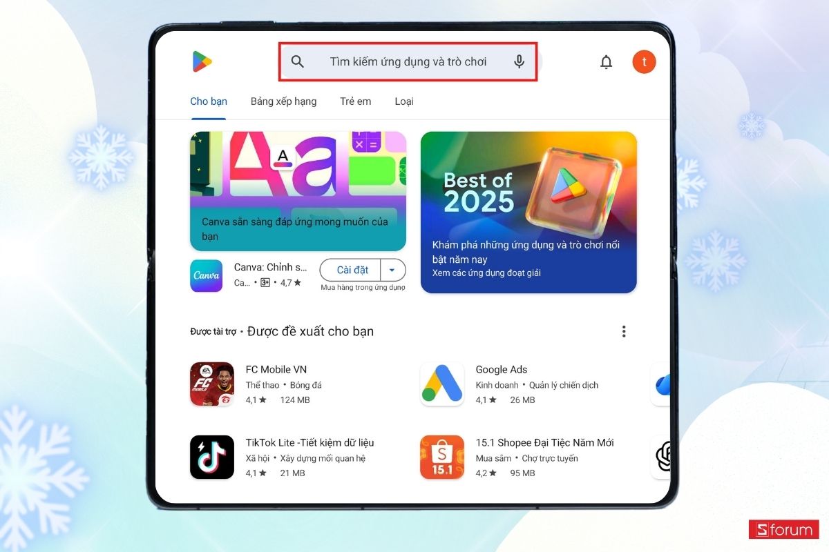 Tìm kiếm Google trên CH Play
