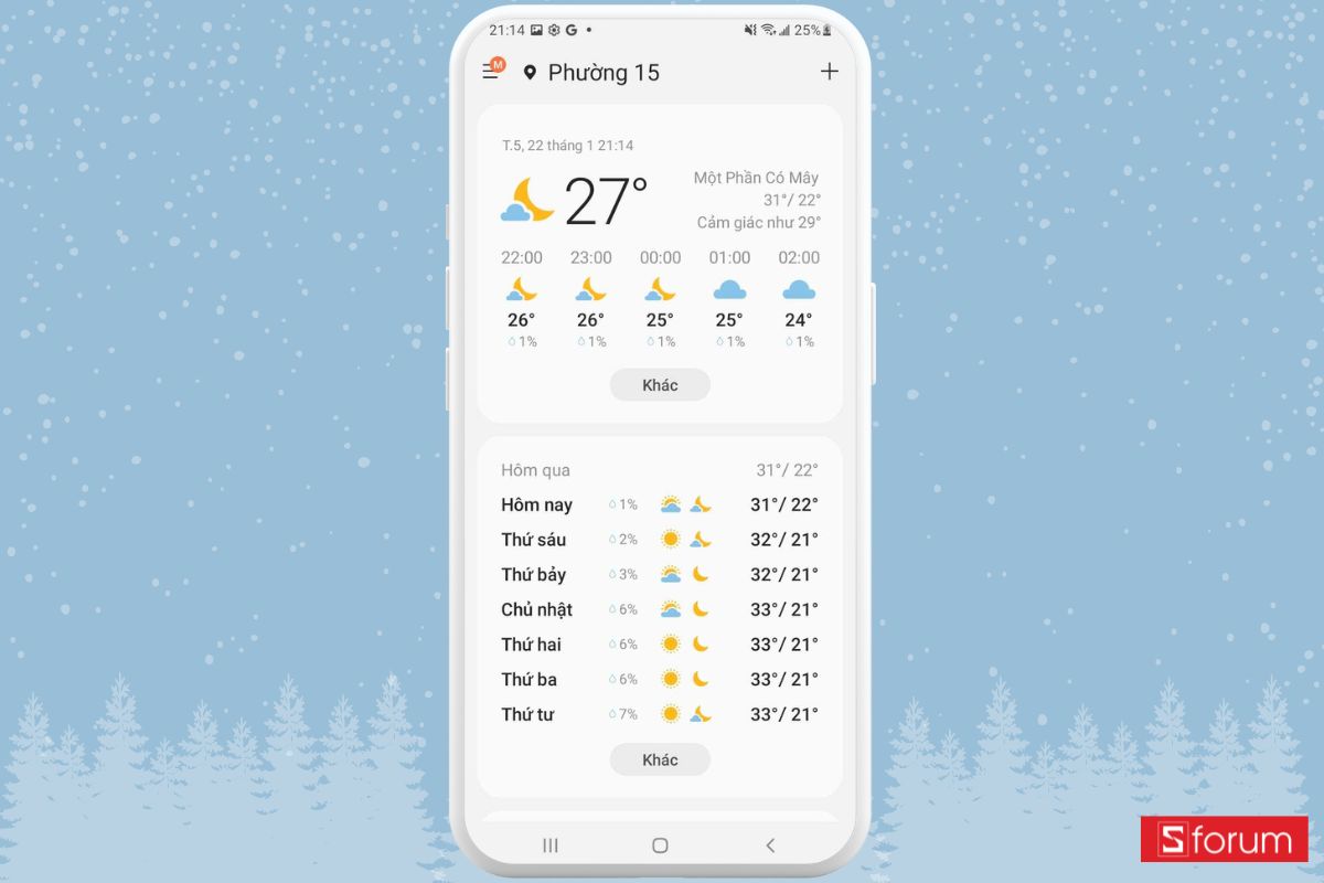 Xem chi tiết thời tiết trên Android