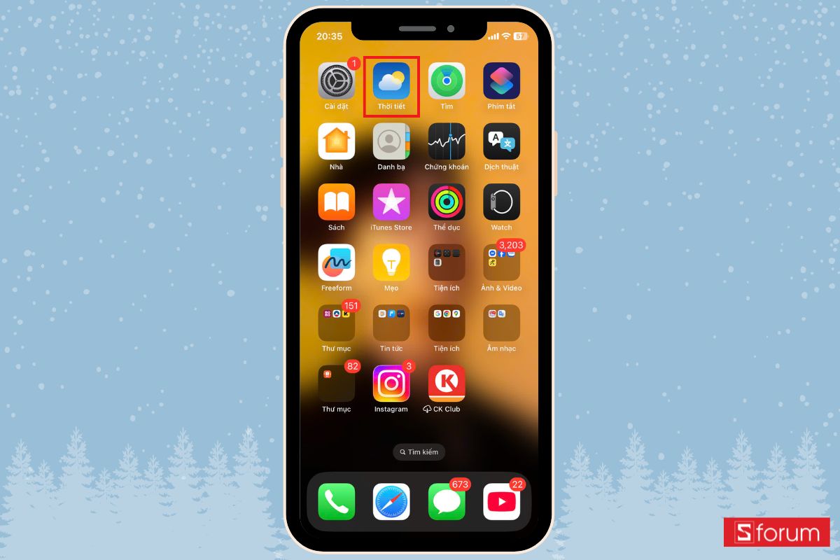 Ứng dụng thời tiết trên Iphone