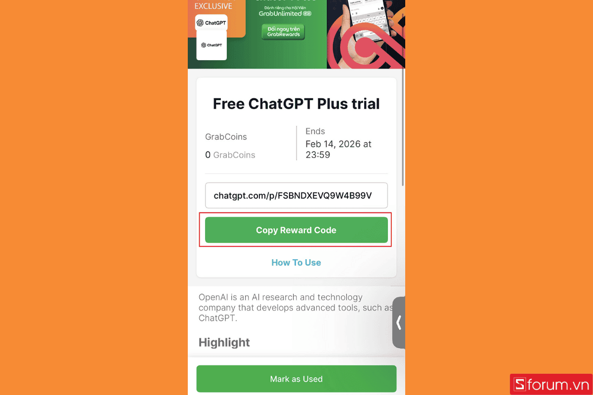 Mở link đăng ký tài khoản ChatGPT Plus