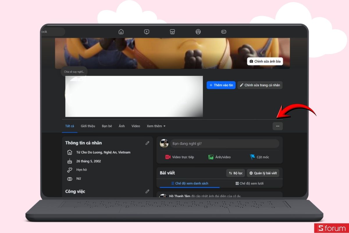Nhấn vào biểu tượng 3 dấu chấm