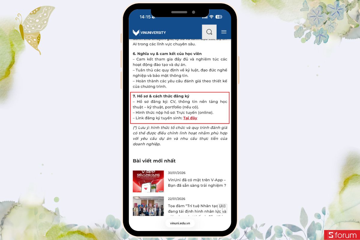 Truy cập link đăng ký