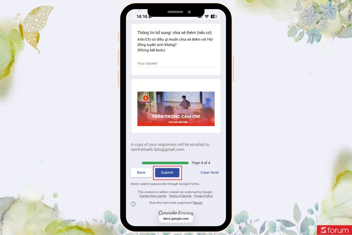 Gửi đơn và kiểm tra hộp thư