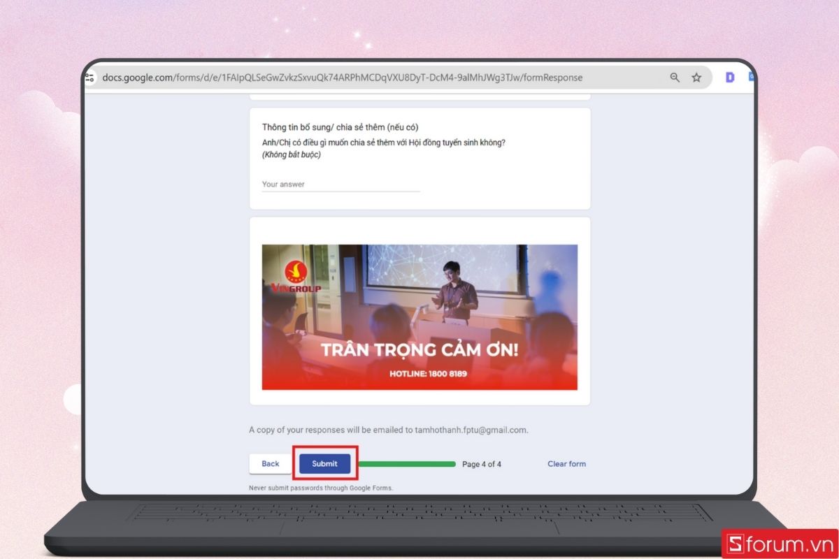 Hoàn tất và kiểm tra Email