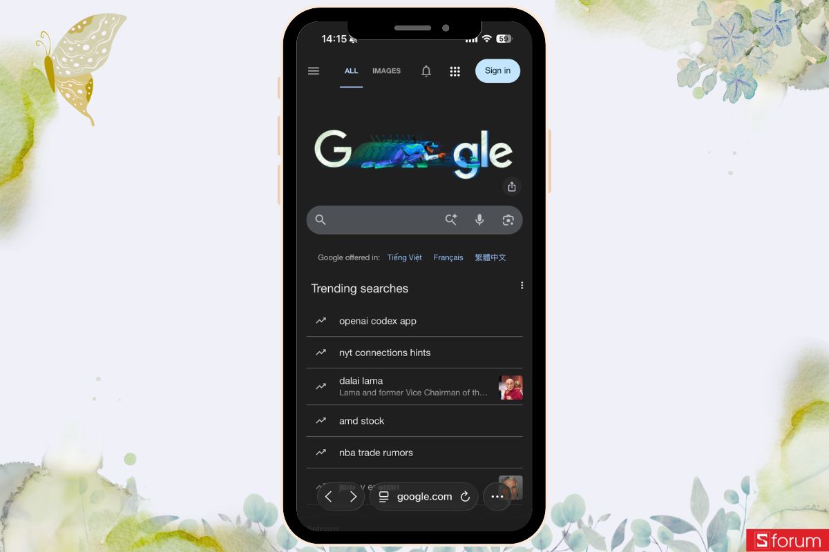  Mở trình duyệt di động