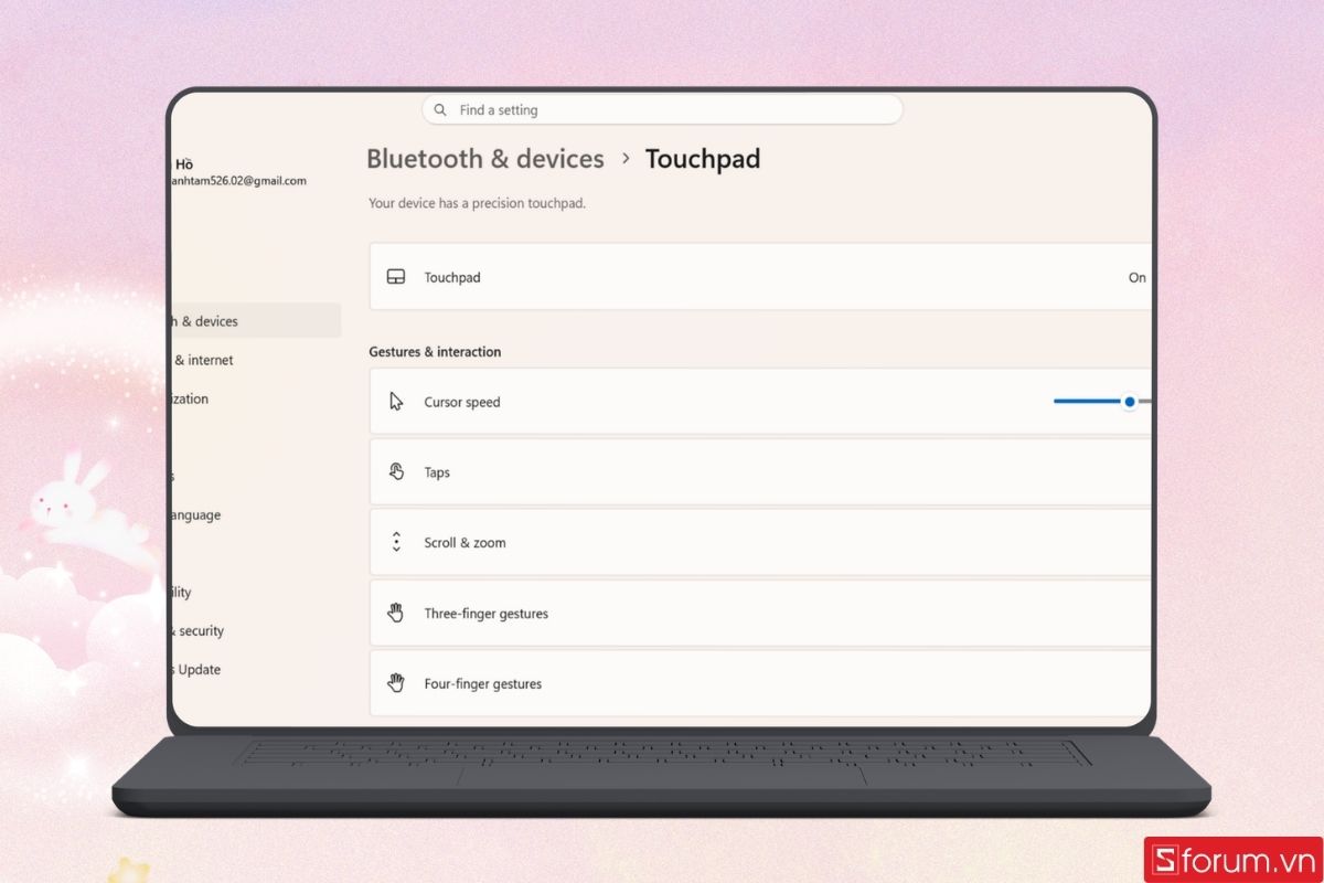 Tùy chỉnh kích hoạt Touchpad