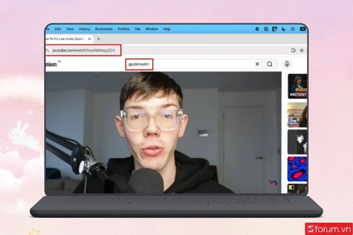 Mở YouTube, tìm kiếm video