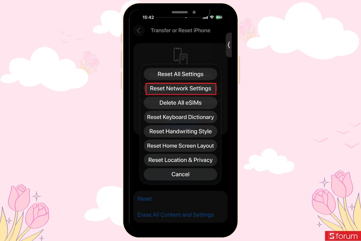 Xác nhận Đặt lại cài đặt mạng