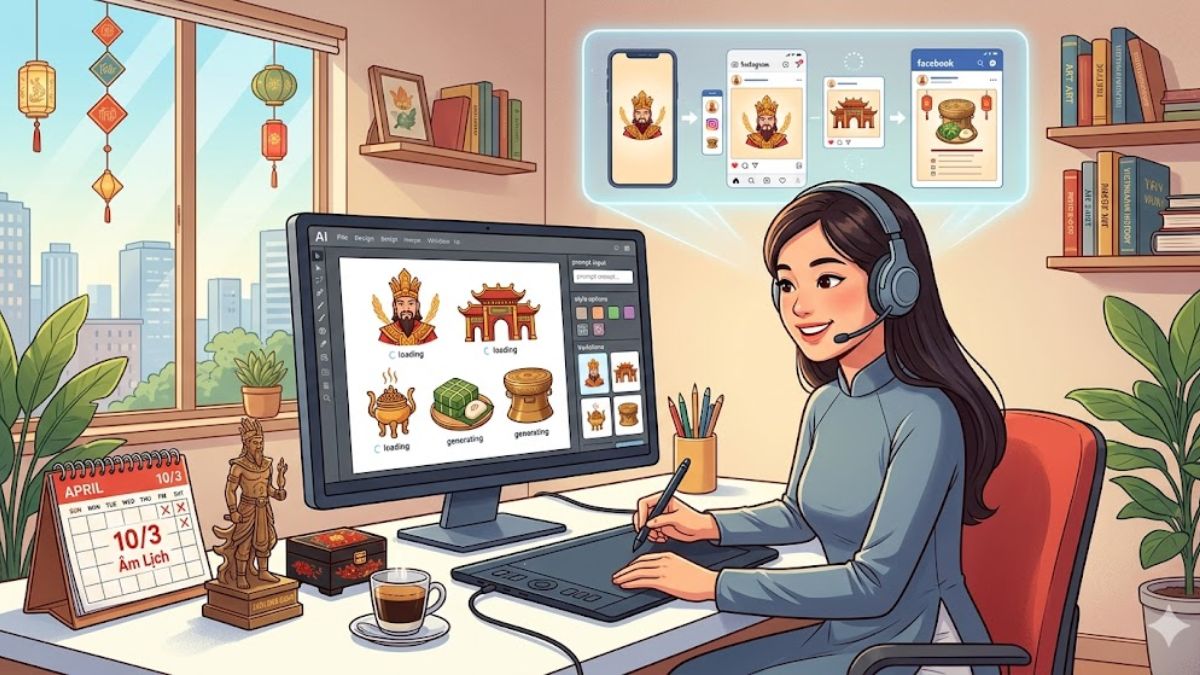 Cách tạo icon nghỉ lễ Giỗ Tổ Hùng Vương 10/3 bằng AI nhanh chóng