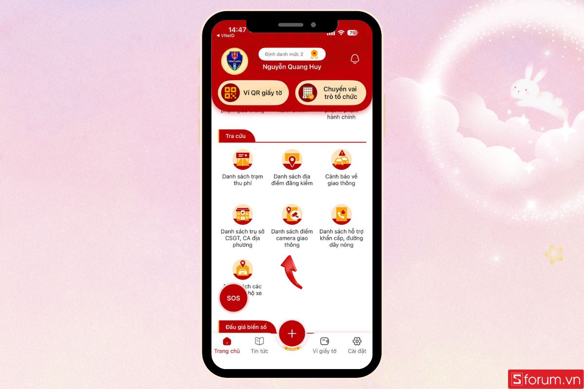 Chọn tính năng tra cứu