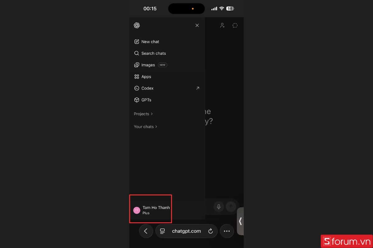 Mở cài đặt tài khoản