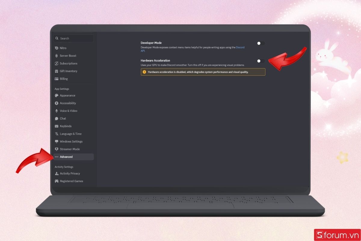 Tắt tăng tốc phần cứng Discord