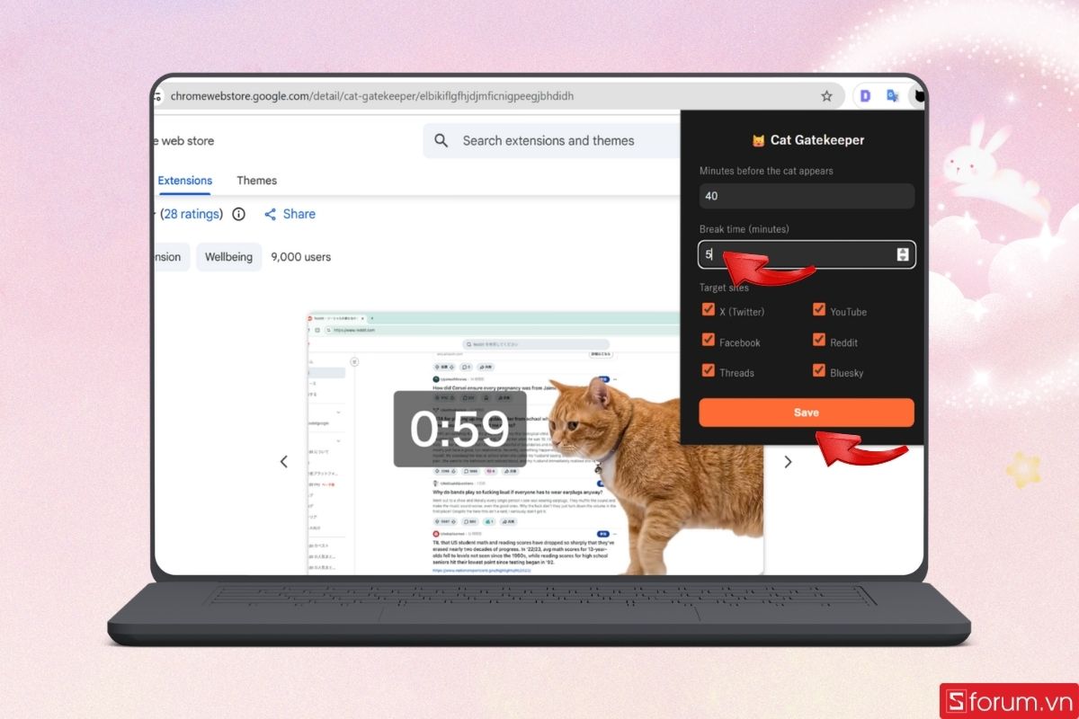 Thiết lập thời gian nghỉ