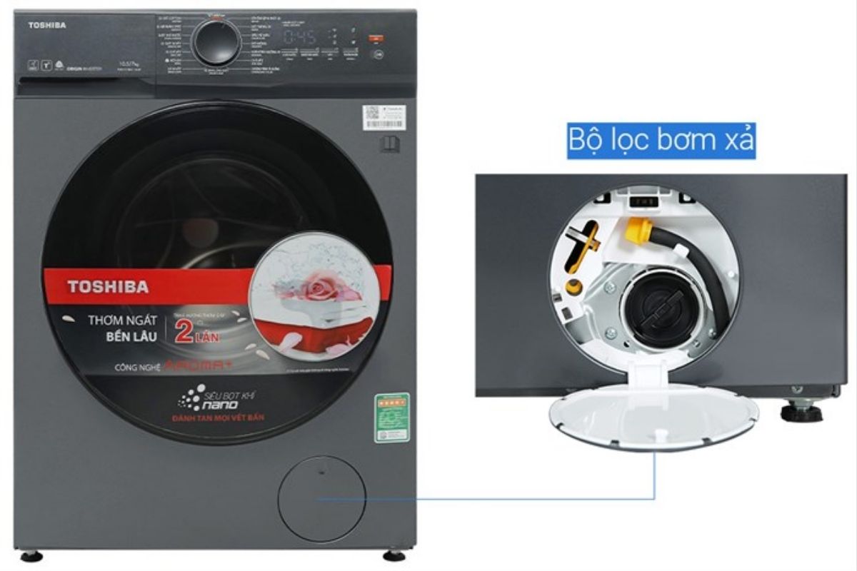 Máy giặt sấy Toshiba giặt 10.5kg - sấy 7kg 2025 (TWD-T21BU115UWV(MG))