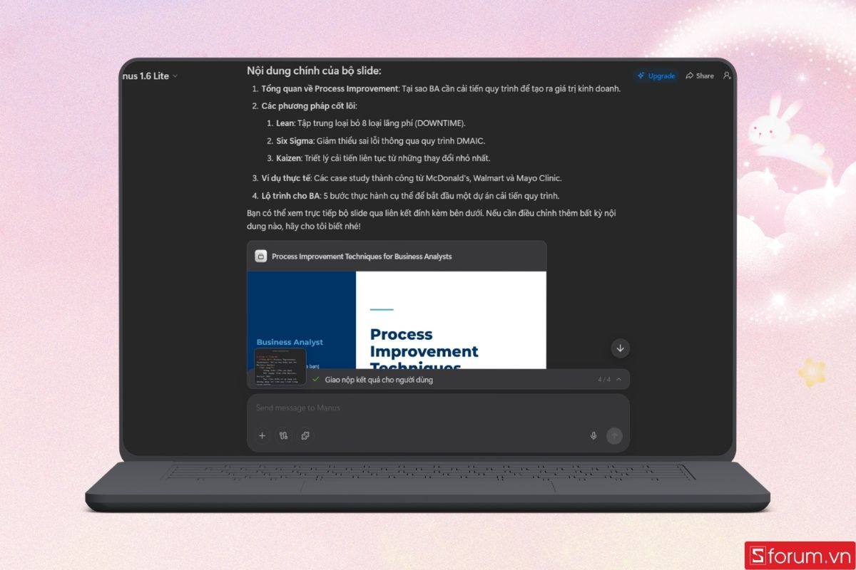 Mẹo tối ưu hóa bộ slide thuyết trình Manus AI