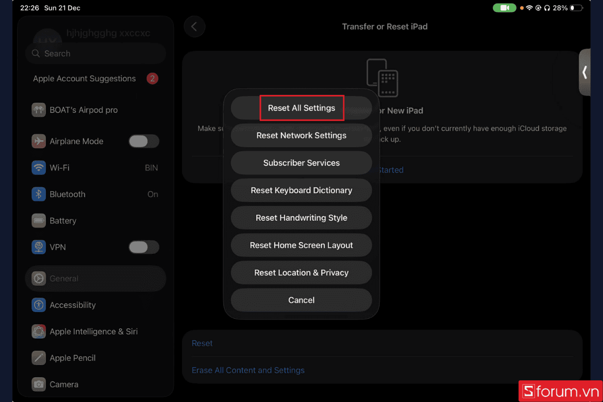 Cách Restore iPad về cài đặt gốc bước 3