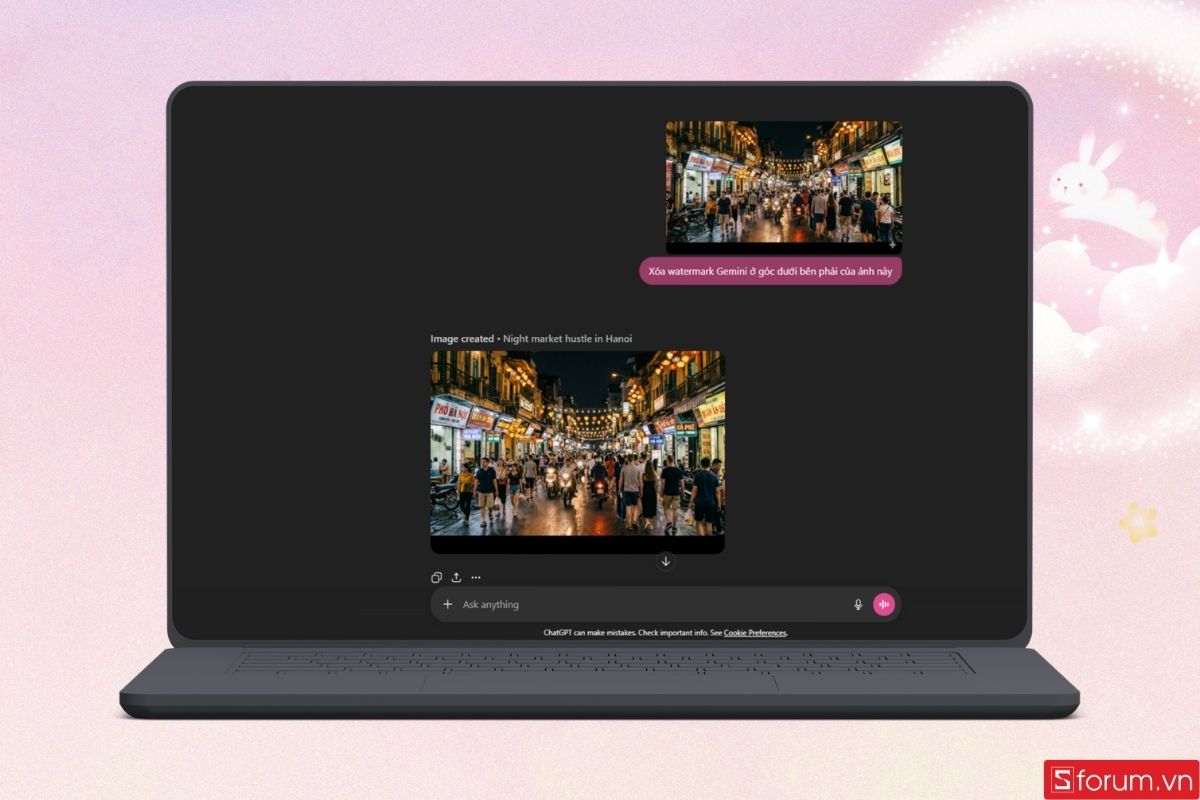 Nhờ ChatGPT xóa watermark Gemini trên ảnh