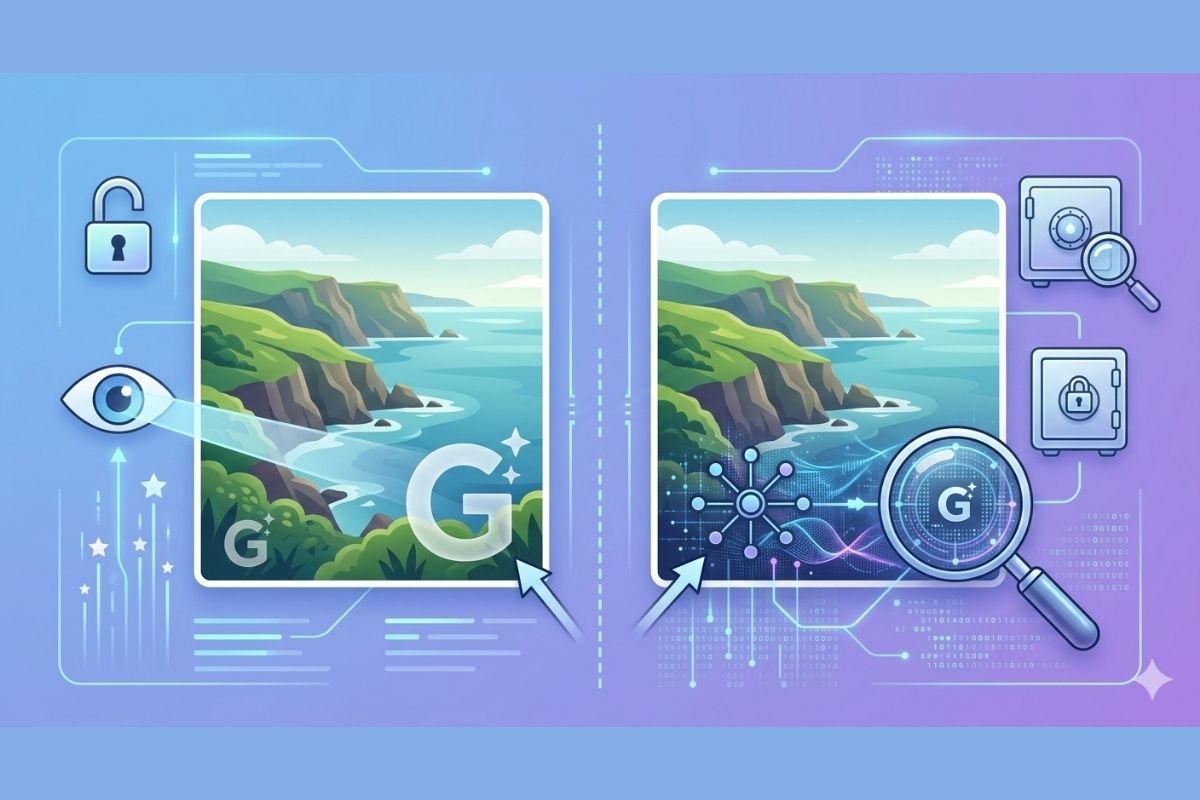 Sự khác biệt giữa Watermark hiển thị và Watermark ẩn (Nguồn: Gemini)