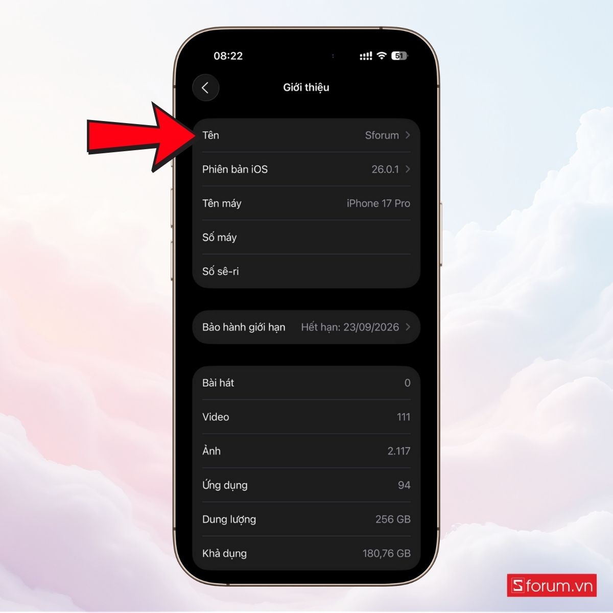 Đổi tên thiết bị iPhone