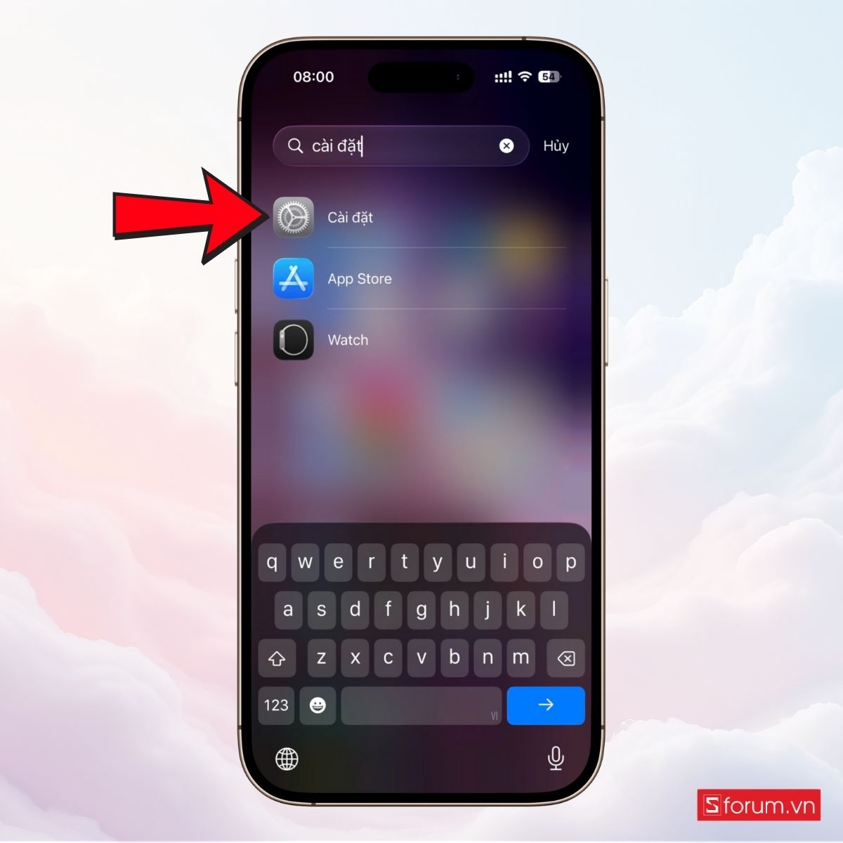 Mở Cài đặt trên iPhone