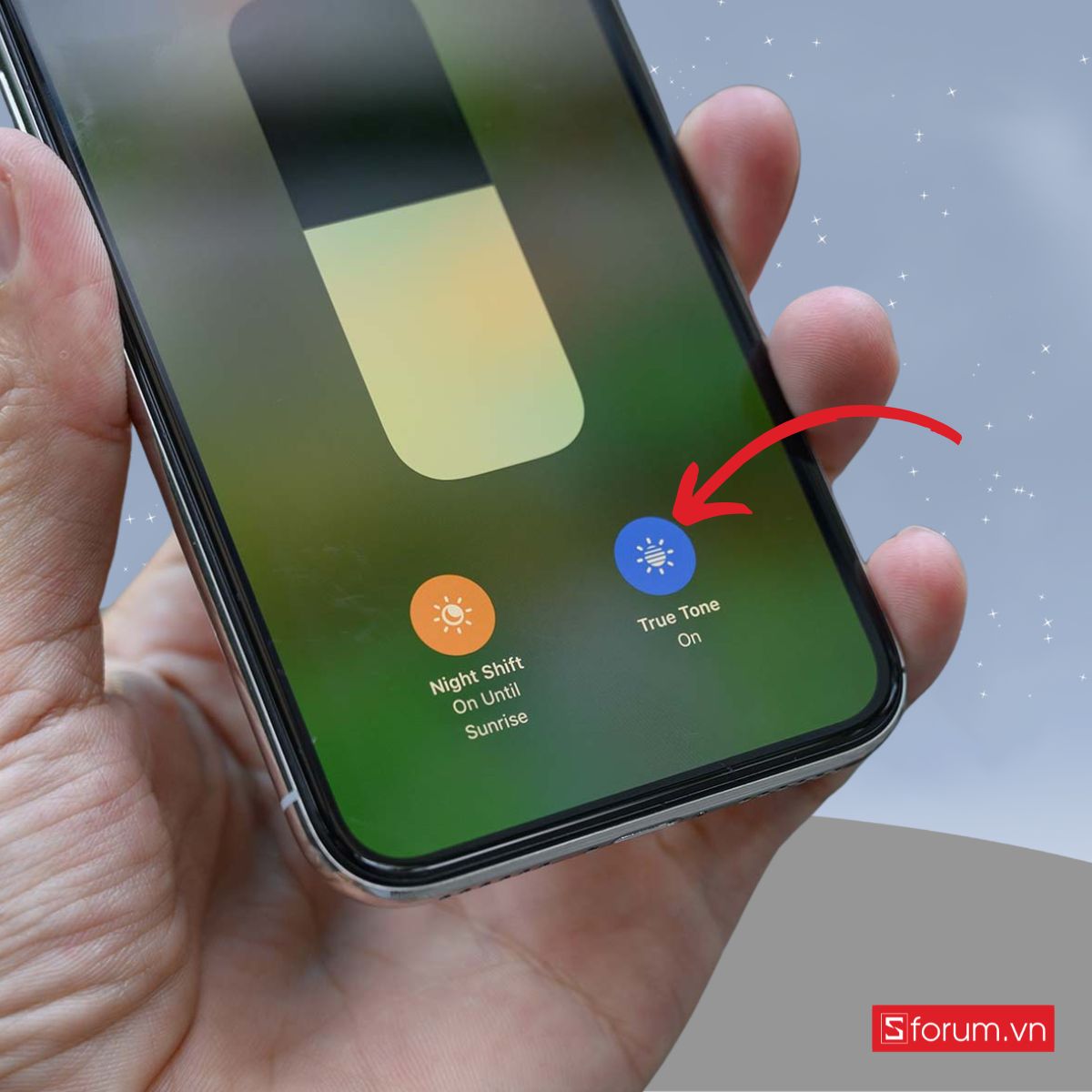 Bật tính năng True Tone để check cảm biến ánh sáng