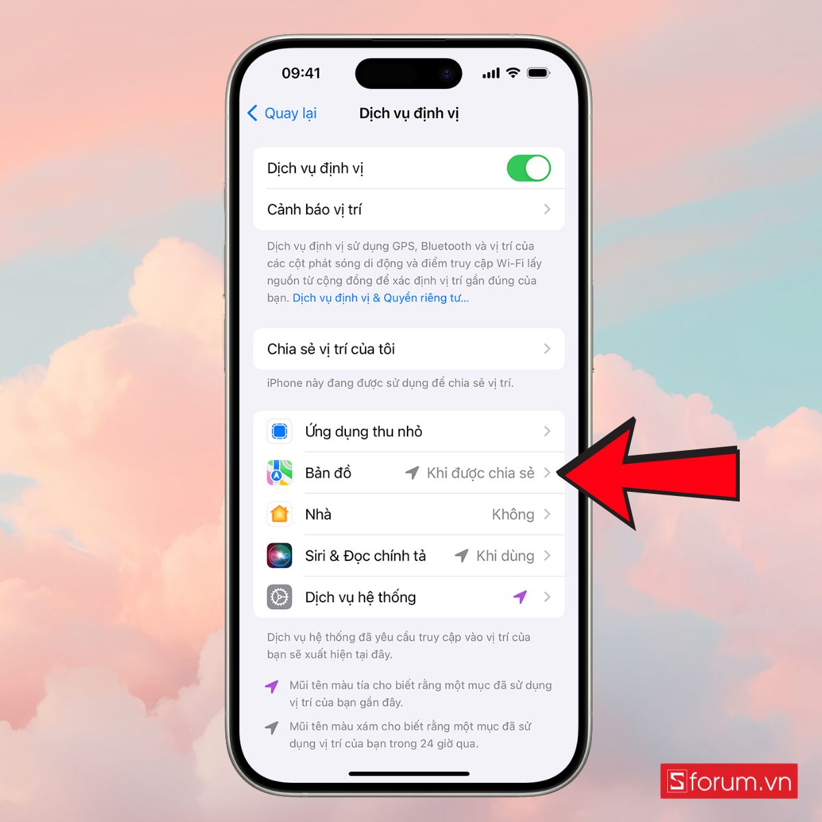 Cách tiết kiệm dung lượng 4G trên iPhone tắt định vị vị trí bước 3