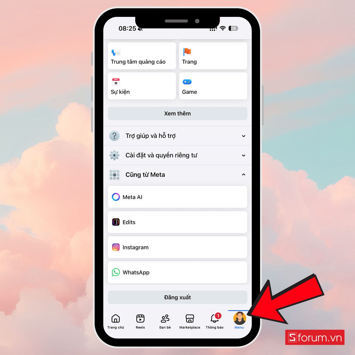 cách tiết kiệm dung lượng 4G trên iPhone Tắt tự động phát video trên Facebook bước 1