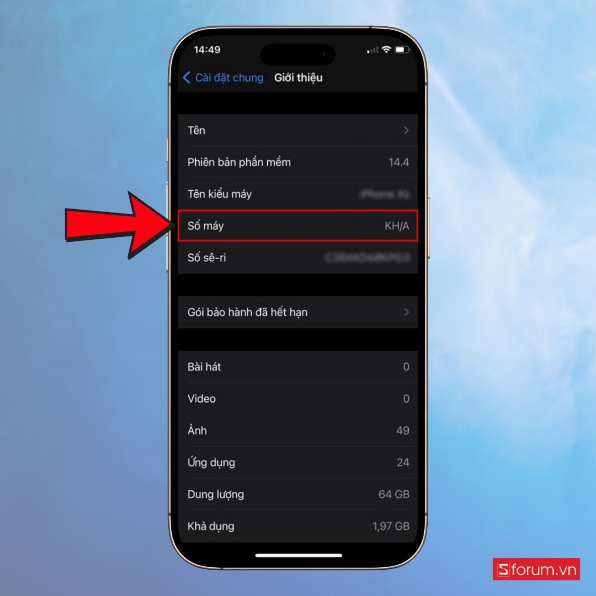 Xem mã số máy iPhone