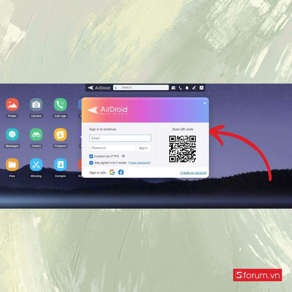 cách Kết nối điện thoại Xiaomi với máy tính bằng AirDroid bước 2