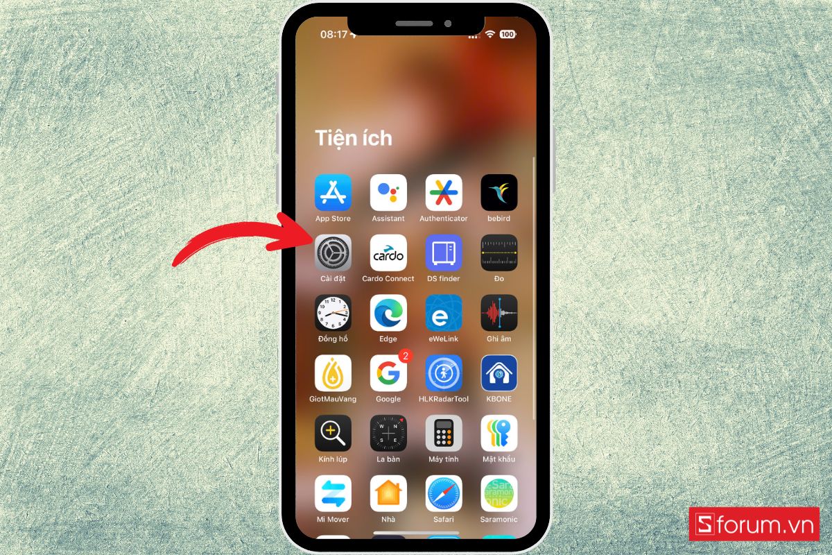 Cách khắc phục lỗi reset counter iPhone: bước đầu mở ứng dụng Cài đặt