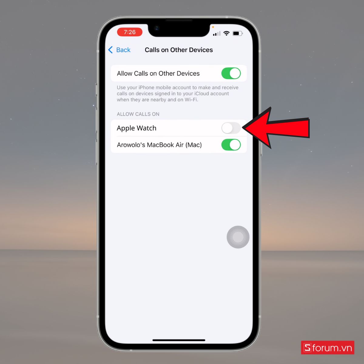 Tắt quyền nhận cuộc gọi iPhone trên Apple Watch