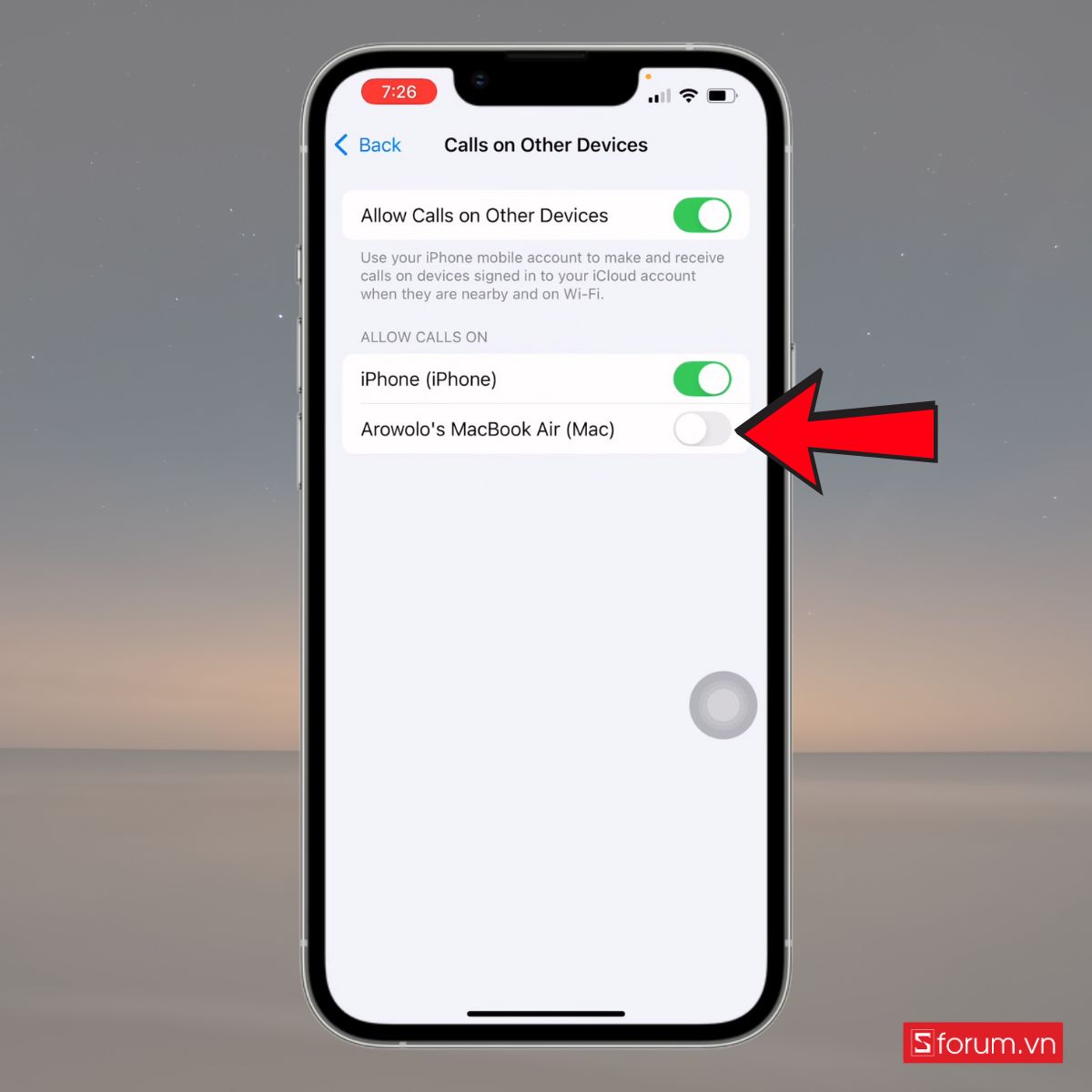Tắt đồng bộ cuộc gọi trên iPhone với MacBook