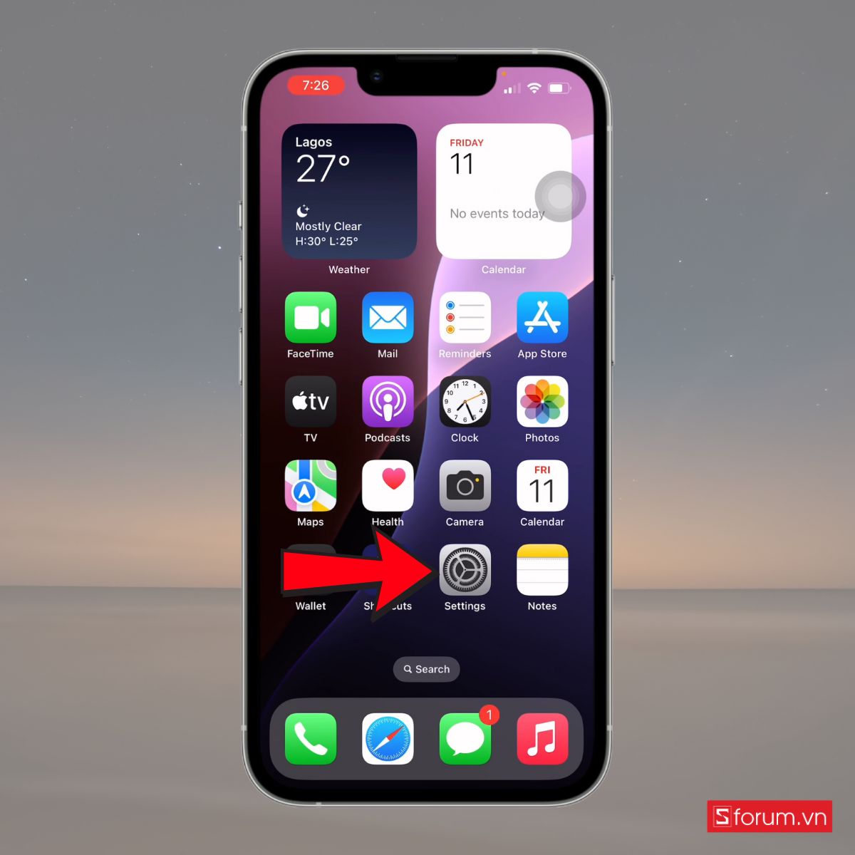 Mở Cài đặt trên iPhone