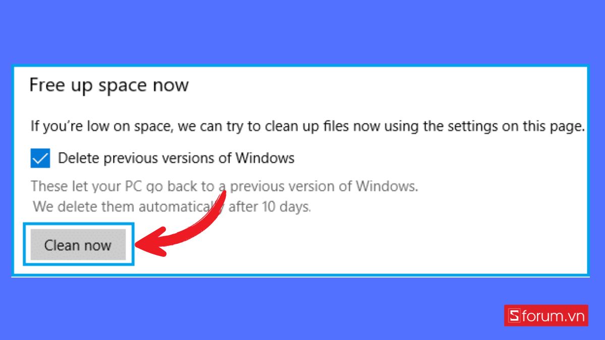 Xóa thư mục Windows.old với tính năng Storage Sense bước 5 (Hình minh họa)