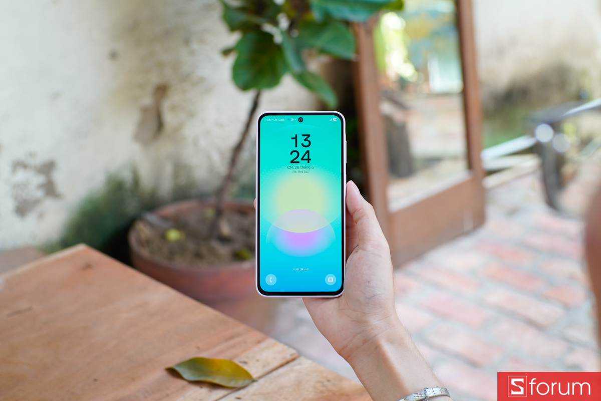 Màn hình Super AMOLED trên Samsung Galaxy A27 5G hiển thị đồng hồ