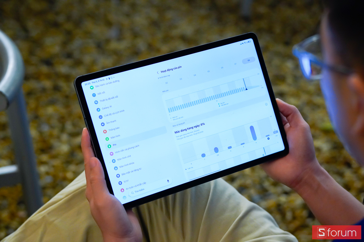 Màn hình thống kê sử dụng pin của Samsung Galaxy Tab S12 Plus 5G
