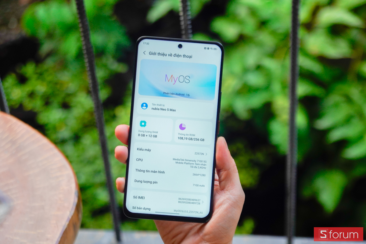 Nubia Neo 5 Max 5G giao diện MyOS và thông số cấu hình