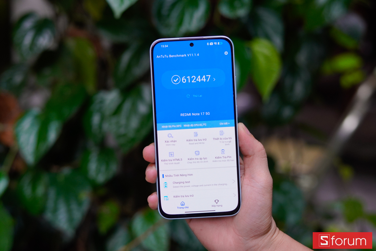 Điểm AnTuTu 612,447 trên Xiaomi Redmi Note 17 5G