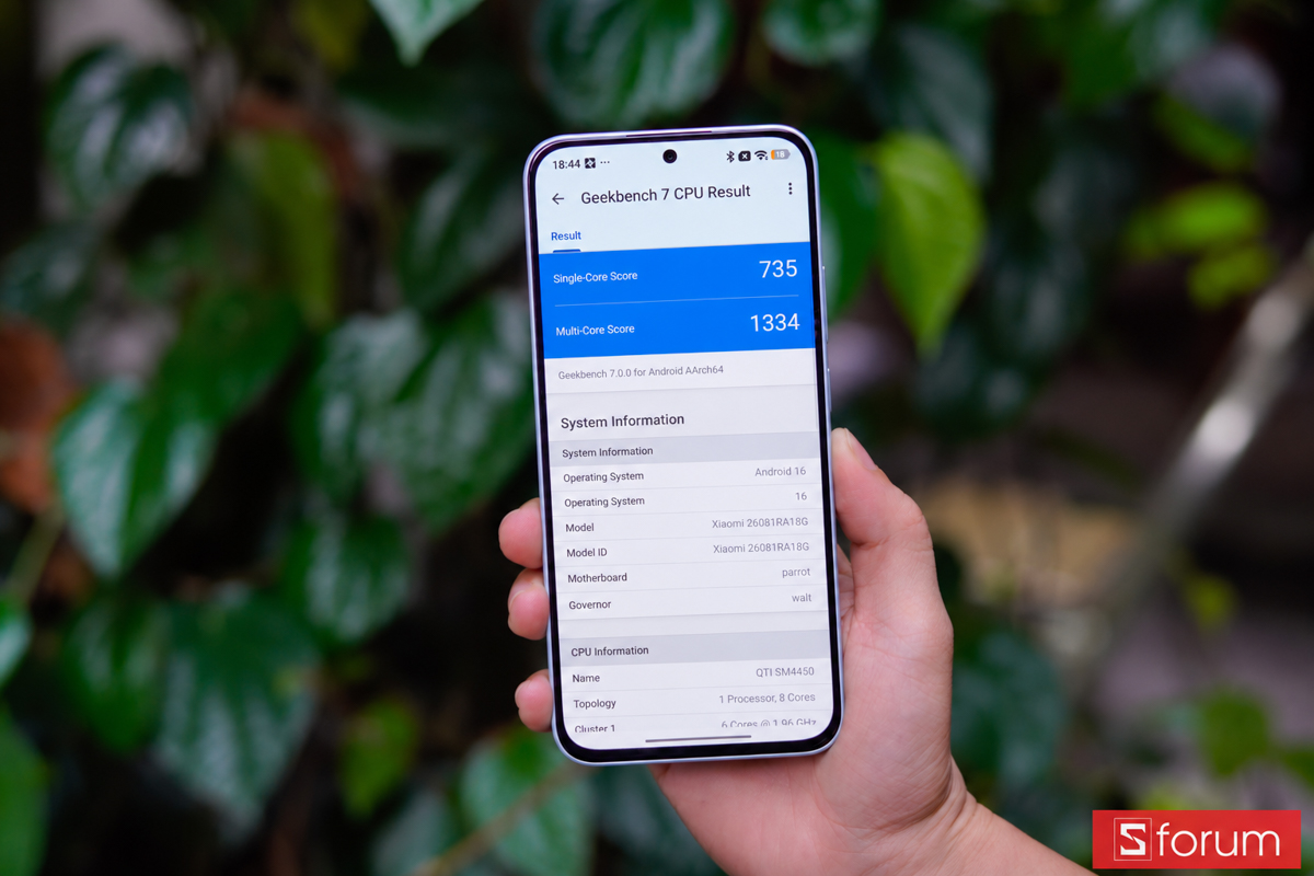Điểm Geekbench 7 trên Xiaomi Redmi Note 17 5G