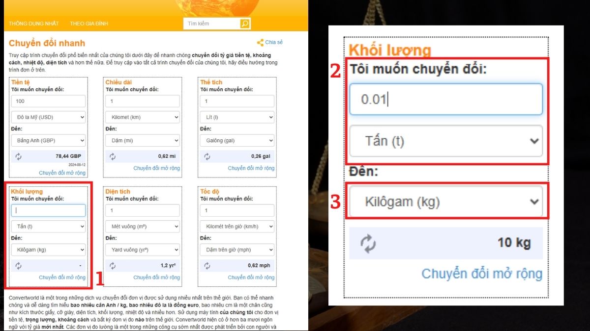 hướng dẫn chuyển đổi yến sang kg