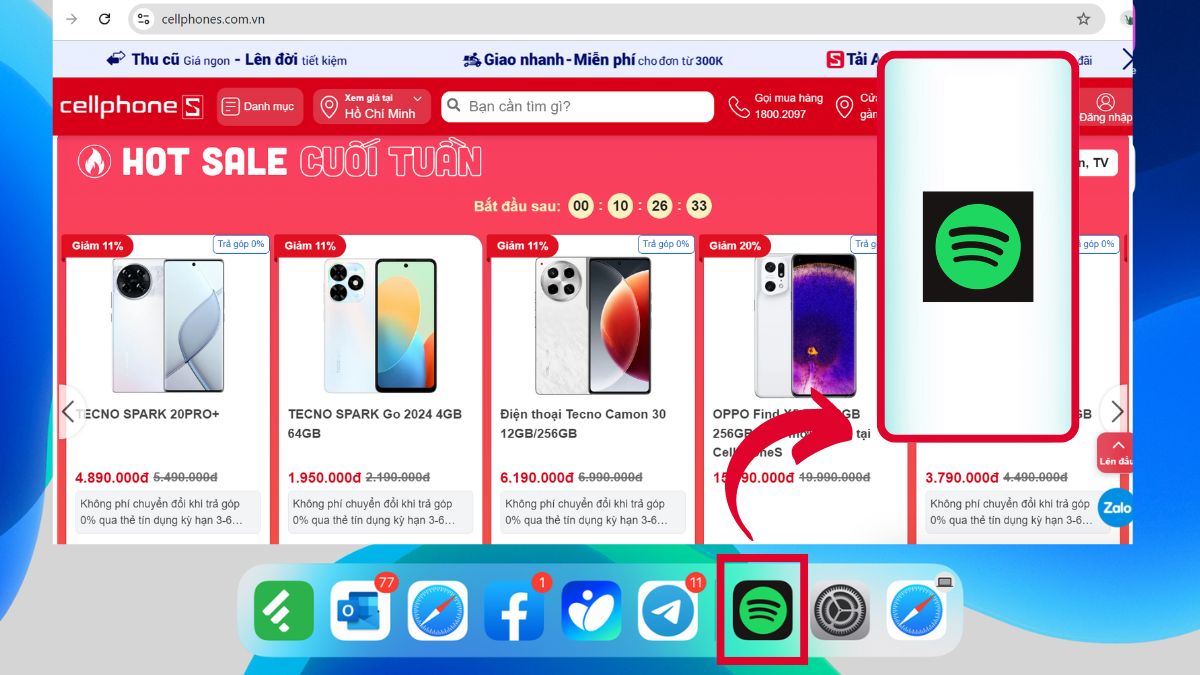 dùng Dock chia đôi màn hình iPad