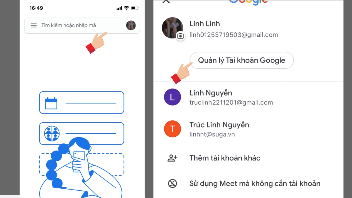 Cách đổi ảnh đại diện trên Google Meet bằng điện thoại