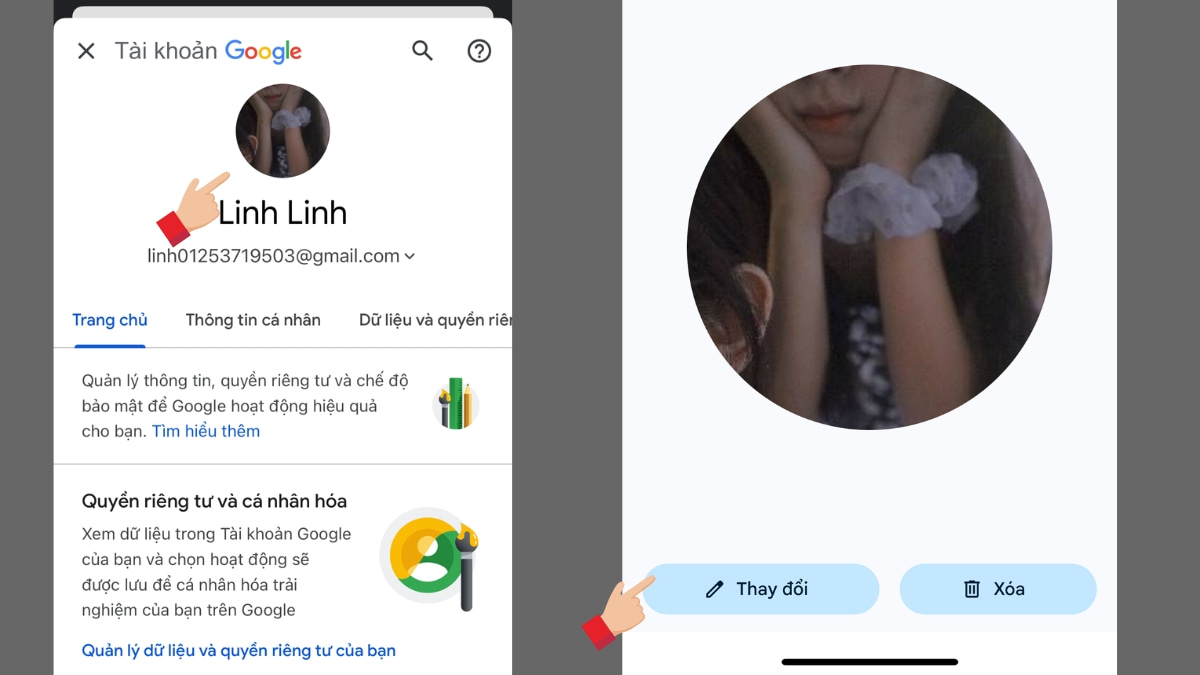 ảnh đại diện trên Google Meet bằng điện thoại
