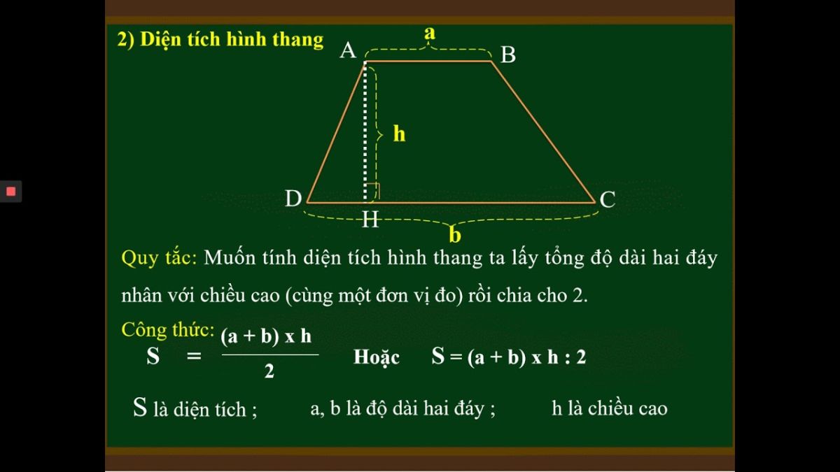 Công thức tính diện tích hình thang