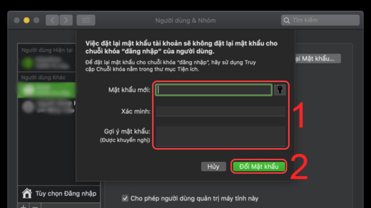 khắc phục quên mật khẩu macbook