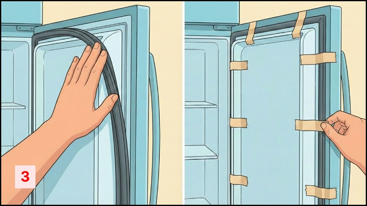 cách khắc phục cửa tủ lạnh bị hở bằng cách lắp lại gioăng mới