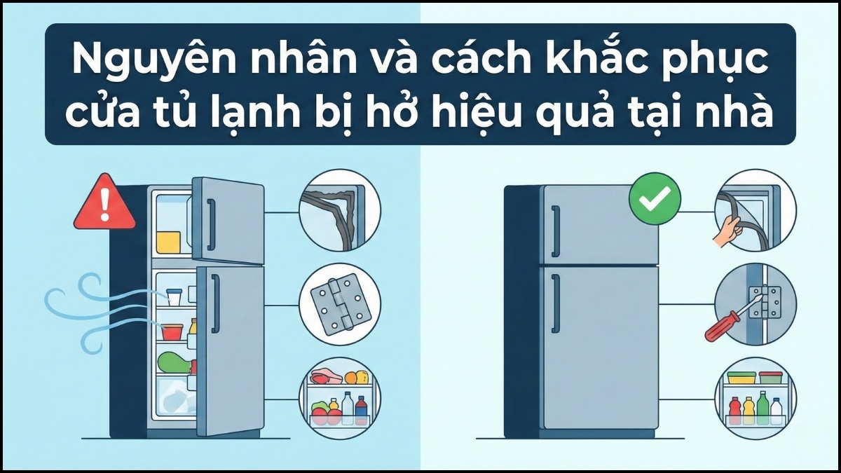 Nguyên nhân và cách khắc phục cửa tủ lạnh bị hở hiệu quả tại nhà