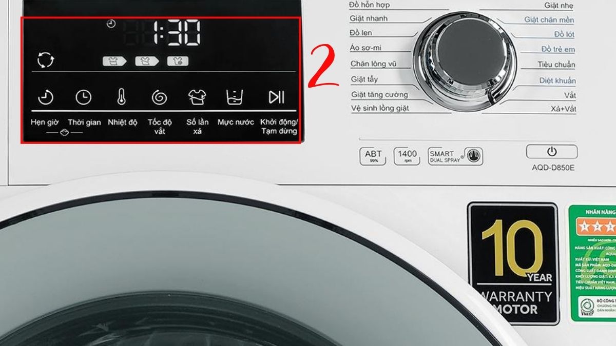 Lỗi E2 máy giặt Aqua hiện thì có thể cắm điện lại khởi động