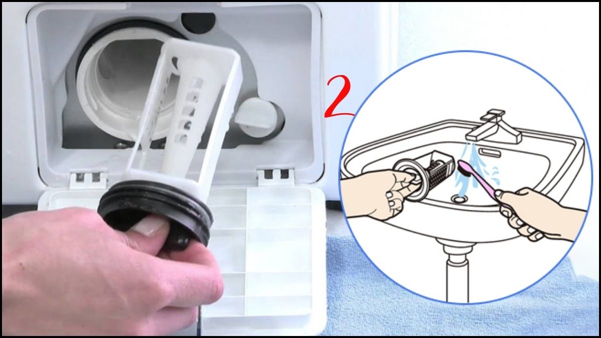 Vệ sinh bơm xả để tránh lỗi E2 máy giặt Aqua