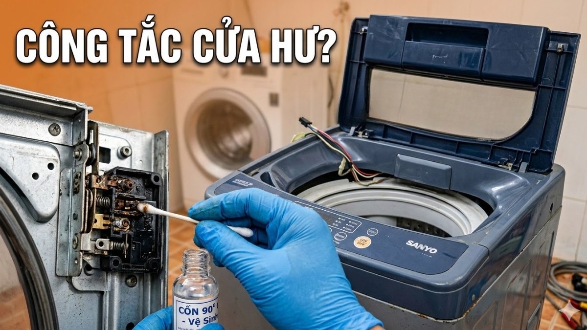 lỗi u4 máy giặt sanyo do công tắc cửa hư